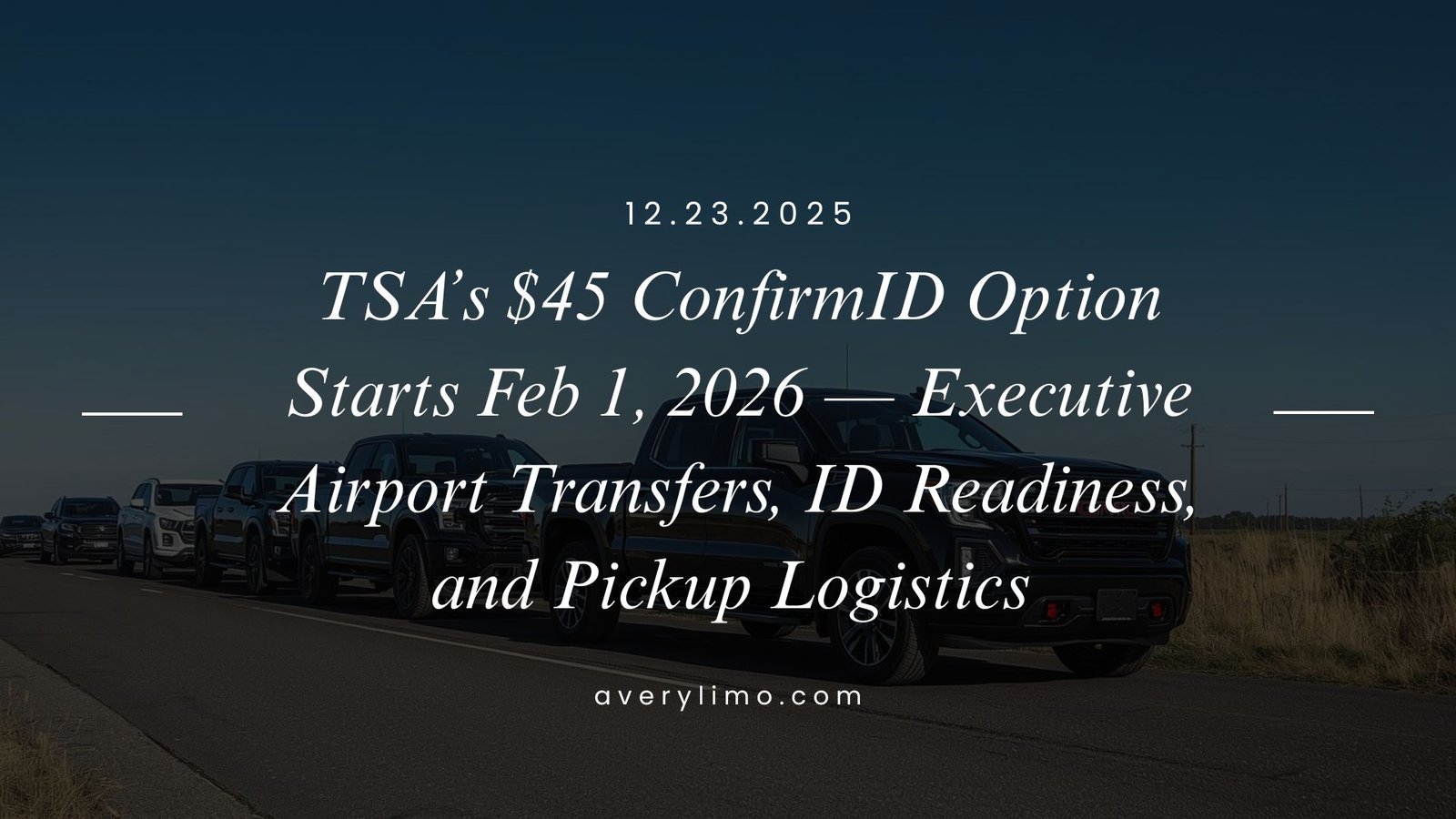 TSA’s $45 ConfirmID Option Starts Feb 1, 2026 — Executive Airport Transfers, ID Readiness, and Pickup Logistics (Because 2026 Is Around the Corner)
